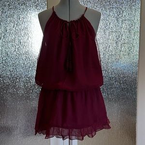 Elizabeth and James Maroon Silk Dress